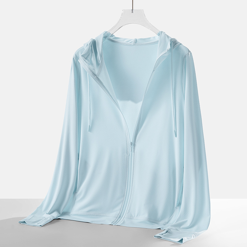 Îmbrăcare de protecție solară UPF50+ cu Ice Silk respirabil, uscare rapidă, glugă fixă, croială lejeră, 91,4% poliester