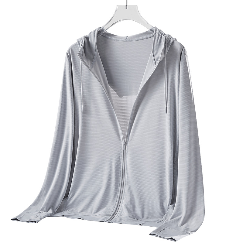 Îmbrăcare de protecție solară UPF50+ cu Ice Silk respirabil, uscare rapidă, glugă fixă, croială lejeră, 91,4% poliester