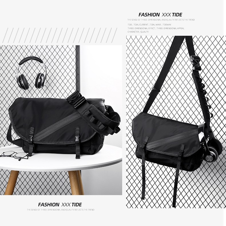 Geantă crossbody pentru bărbați Vicni, din nailon, stil urban minimalist, durabilă, căptușeală din poliester