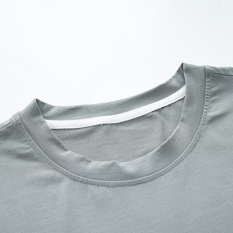 Set de pijamă bărbați din bumbac 100% – guler rotund, mâneci 3/4, pantaloni, țesătură ușoară 161–180 g/m²