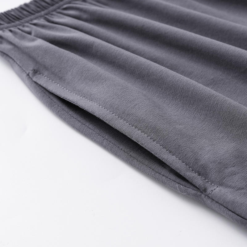 Set de pijamă bărbați din bumbac 100% – guler rotund, mâneci 3/4, pantaloni, țesătură ușoară 161–180 g/m²