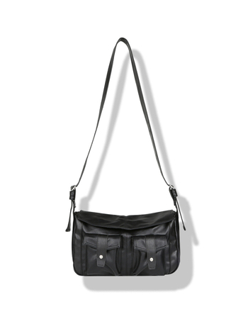 Geantă crossbody pentru bărbați din PU – stil retro, model geometric, impermeabilă, căptușeală din poliester