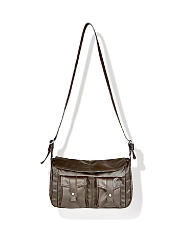 Geantă crossbody pentru bărbați din PU – stil retro, model geometric, impermeabilă, căptușeală din poliester