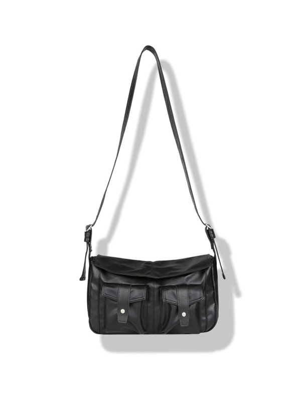 Geantă crossbody pentru bărbați din PU – stil retro, model geometric, impermeabilă, căptușeală din poliester