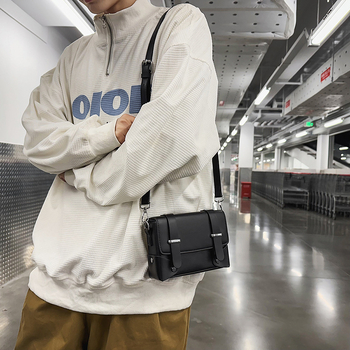 Férfi PU crossbody táska — városi stílus, vízálló, kopásálló, egyszínű, QINYAO