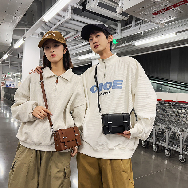 Férfi PU crossbody táska — városi stílus, vízálló, kopásálló, egyszínű, QINYAO