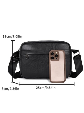 Muška crossbody torba u street stilu, PU koža, anti-theft funkcija, jednofarbni uzorak, podstava od poliester