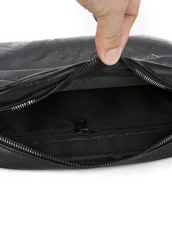 Muška crossbody torba u street stilu, PU koža, anti-theft funkcija, jednofarbni uzorak, podstava od poliester