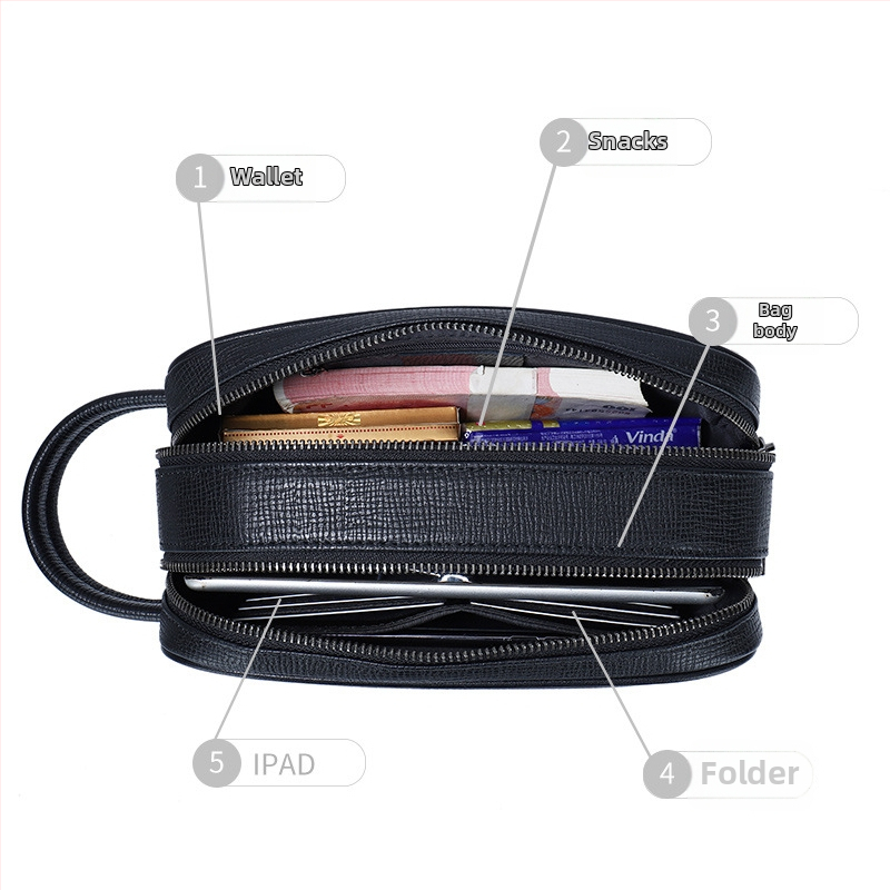 Мъжки клъч от естествена кожа с анти-крадба и заключване с парола, кожен ръчен аксесоар от първи слой кожа