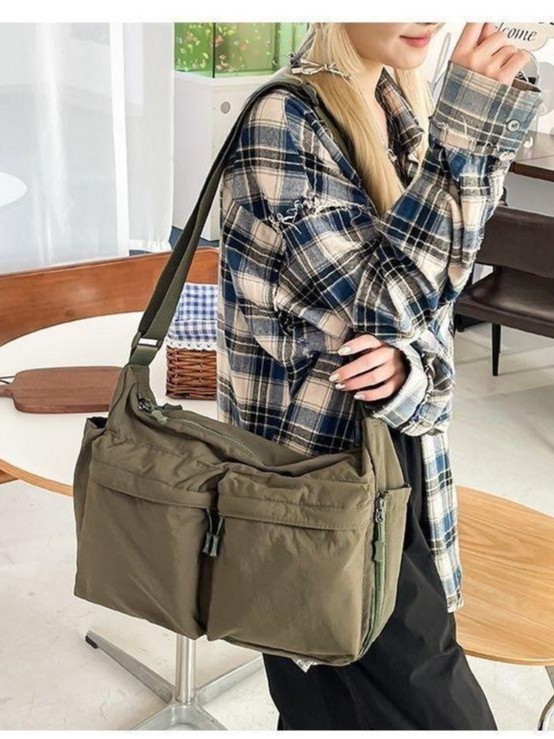 Muška crossbody torba za slobodno vrijeme putovanja — platno, podstava od poliestera, proljeće 2025