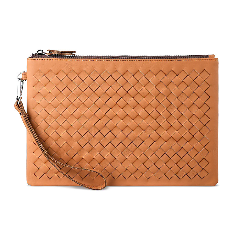 Мъжка кожена клъч чанта за бизнес пътуване, естествена кожа, разширяема, устойчива на износване, подплата от телешка кожа