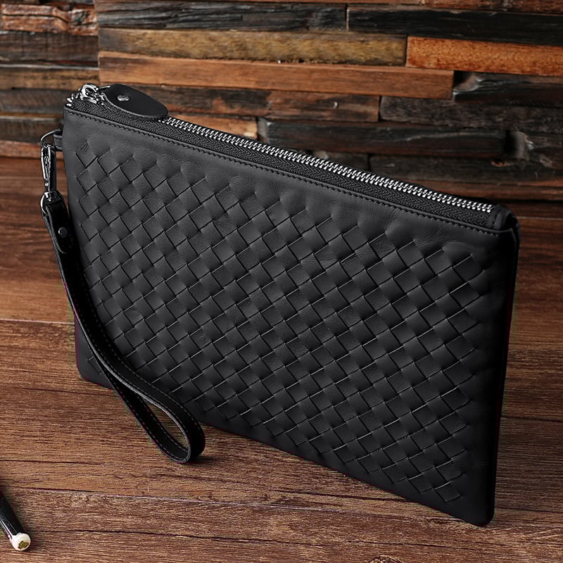 Мъжка кожена клъч чанта за бизнес пътуване, естествена кожа, разширяема, устойчива на износване, подплата от телешка кожа