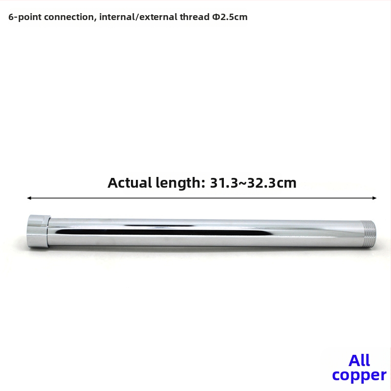 Tub extindere duș, model 6 puncte, din cupru sau oțel inoxidabil, montaj vertical, finisaj electroplacat, temperatură de lucru 90°C