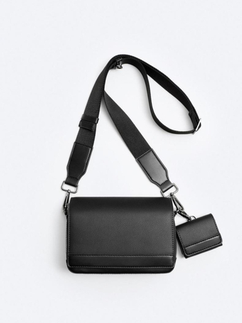 Muška crossbody torbica s preklopnim poklopcem - PU materijal, otporan na habanje, podstava od poliestera