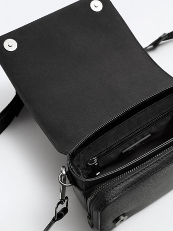 Muška crossbody torbica s preklopnim poklopcem - PU materijal, otporan na habanje, podstava od poliestera