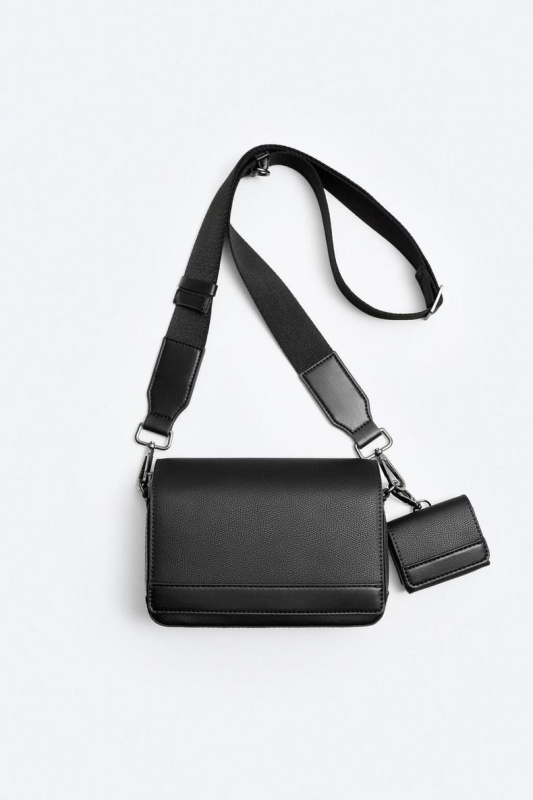 Muška crossbody torbica s preklopnim poklopcem - PU materijal, otporan na habanje, podstava od poliestera