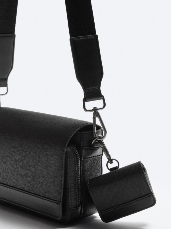 Muška crossbody torbica s preklopnim poklopcem - PU materijal, otporan na habanje, podstava od poliestera