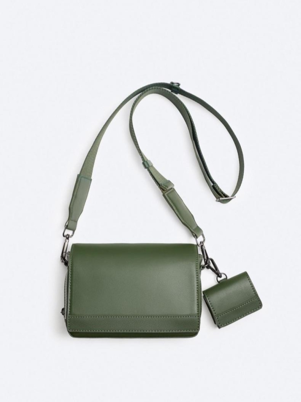 Muška crossbody torbica s preklopnim poklopcem - PU materijal, otporan na habanje, podstava od poliestera