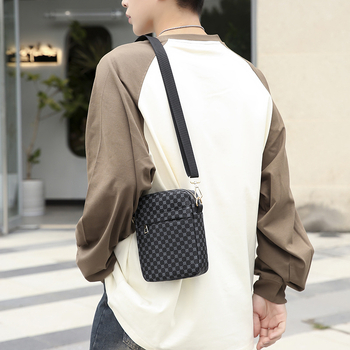 Muška crossbody torba s geometrijskim uzorkom, gradski jednostavni stil, PU materijal, kompatibilan s 8-inčnim prijenosnikom