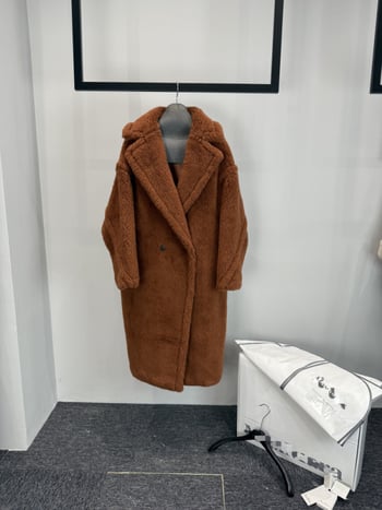 Palton Teddy Bear - Oversize lung, Brand Ry, Toamnă 2025, țesătură Woolen cu camel hair 30-50% și Wool 70-80%