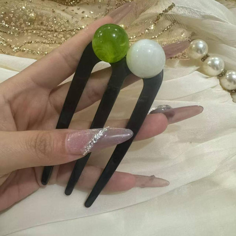 Ukosnica za kosu s perlama, trozubna, u obliku slova U, akril, retro stil, poklon za vjenčanje, rođendan, festival