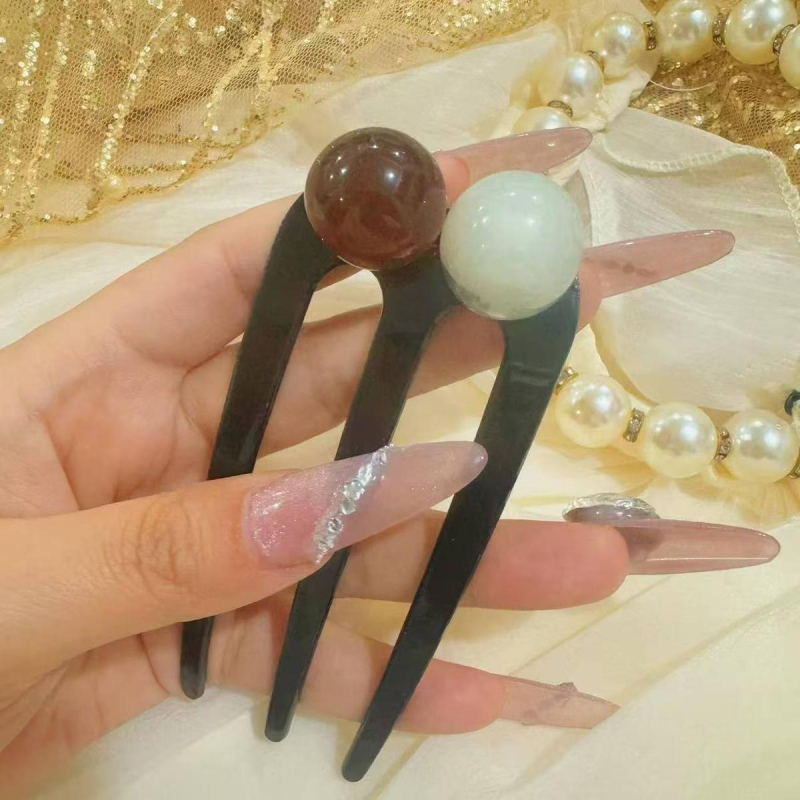 Ukosnica za kosu s perlama, trozubna, u obliku slova U, akril, retro stil, poklon za vjenčanje, rođendan, festival