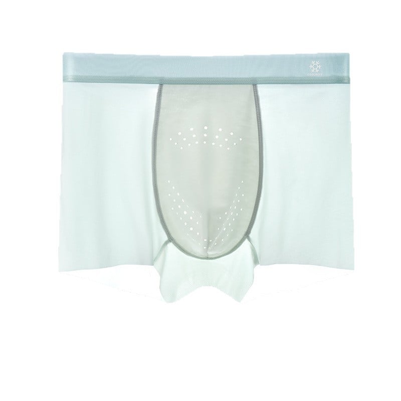 Férfi antibakteriális ice silk boxeralsó, lélegző és gyorsan száradó, nylon kötött anyag, középmagas derék, ágyéktáji bélés regenerált cellulózrostból