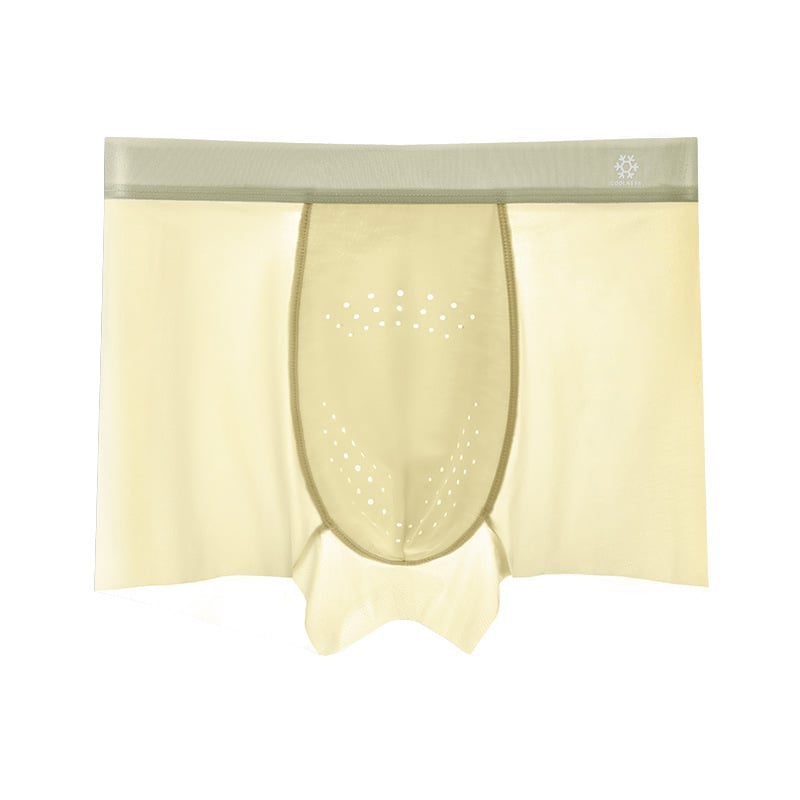 Férfi antibakteriális ice silk boxeralsó, lélegző és gyorsan száradó, nylon kötött anyag, középmagas derék, ágyéktáji bélés regenerált cellulózrostból