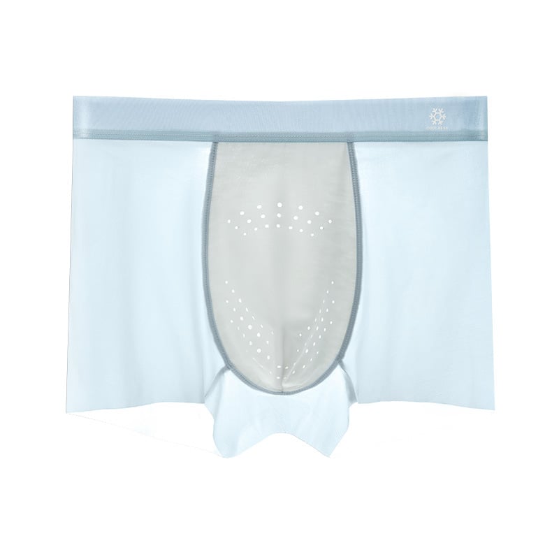 Férfi antibakteriális ice silk boxeralsó, lélegző és gyorsan száradó, nylon kötött anyag, középmagas derék, ágyéktáji bélés regenerált cellulózrostból