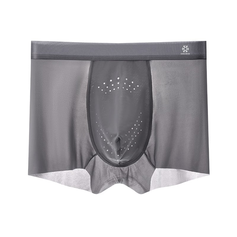 Férfi antibakteriális ice silk boxeralsó, lélegző és gyorsan száradó, nylon kötött anyag, középmagas derék, ágyéktáji bélés regenerált cellulózrostból