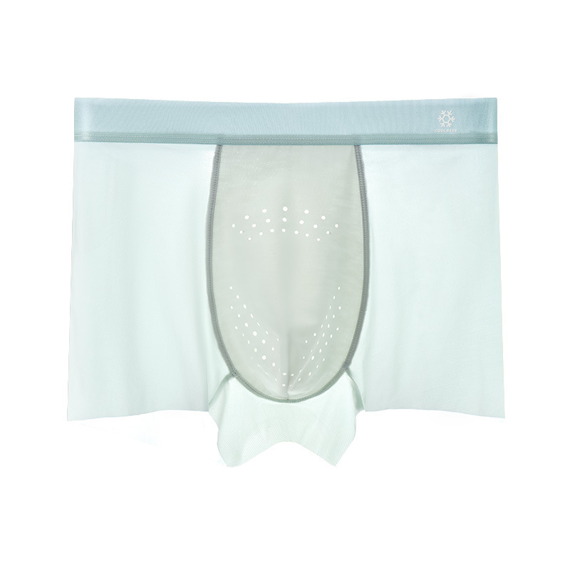Férfi antibakteriális ice silk boxeralsó, lélegző és gyorsan száradó, nylon kötött anyag, középmagas derék, ágyéktáji bélés regenerált cellulózrostból