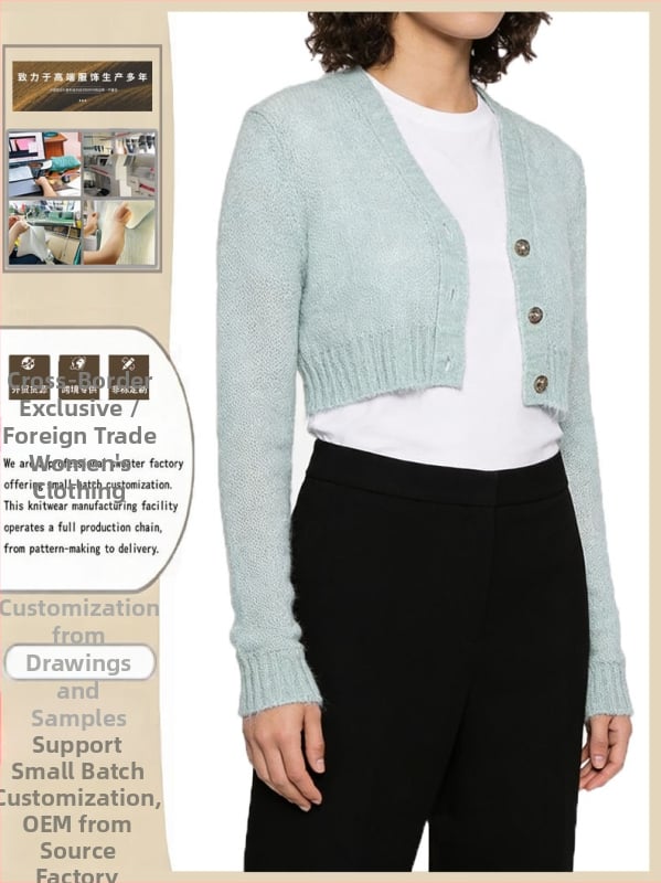 Cardigan od mohair vune, četiri gumba, V-izrez, kratka dužina