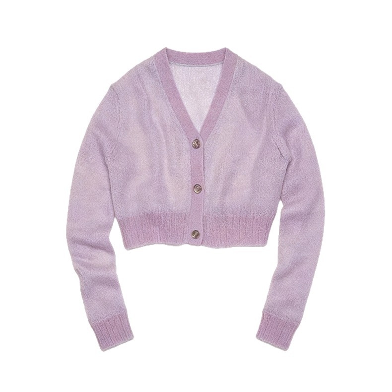 Cardigan od mohair vune, četiri gumba, V-izrez, kratka dužina