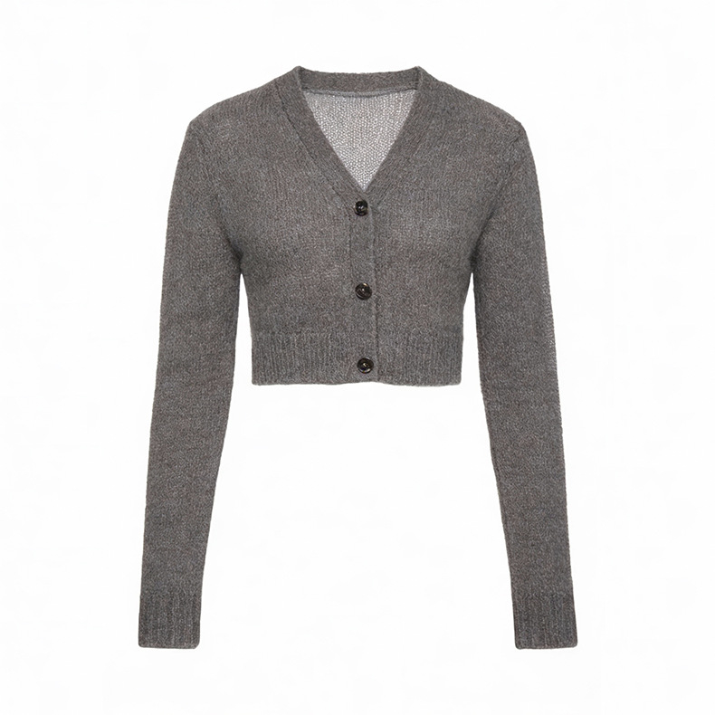 Cardigan od mohair vune, četiri gumba, V-izrez, kratka dužina
