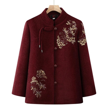 Bavlnená vypchávacia bunda s flísovou podšívkou, dlhý strih, odnímateľný golier z umelej kožušiny, vhodná pre staršie ženy