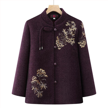 Bavlnená vypchávacia bunda s flísovou podšívkou, dlhý strih, odnímateľný golier z umelej kožušiny, vhodná pre staršie ženy