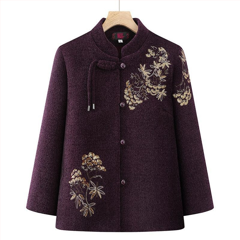 Bavlnená vypchávacia bunda s flísovou podšívkou, dlhý strih, odnímateľný golier z umelej kožušiny, vhodná pre staršie ženy