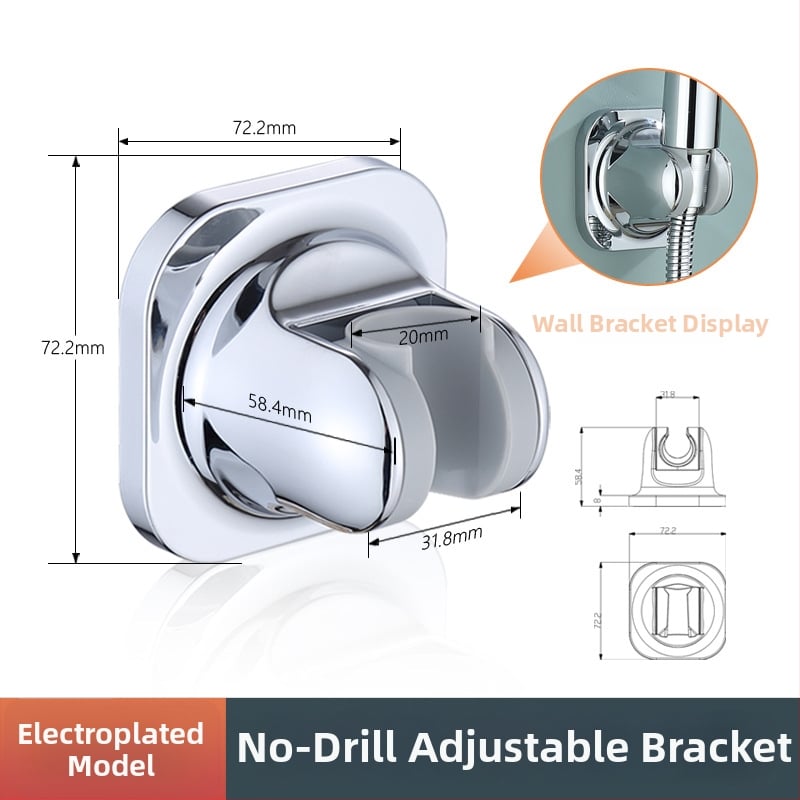 Suport pentru duș de mână – ABS, montaj fără găuri, bază reglabilă, finisaj electroplating, stil lux ușor