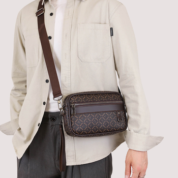 Férfi válltáska, utcai stílus, PU-bőr, poliészter bélés, virágos minta