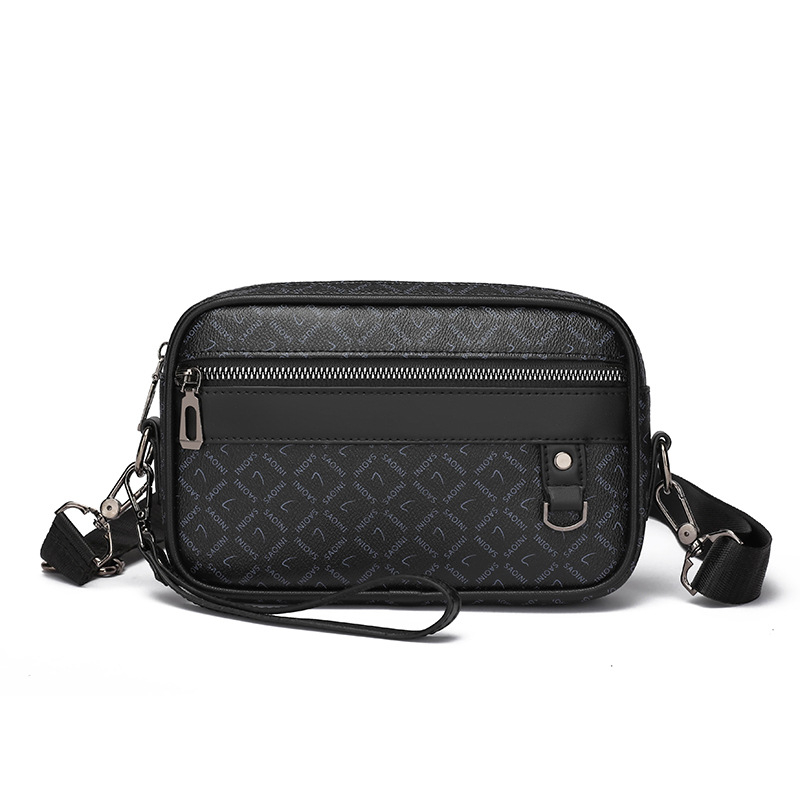 Férfi válltáska, utcai stílus, PU-bőr, poliészter bélés, virágos minta