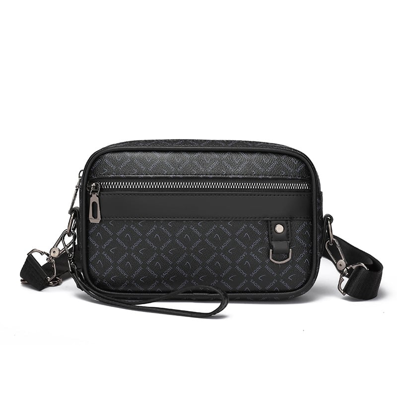 Férfi válltáska, utcai stílus, PU-bőr, poliészter bélés, virágos minta