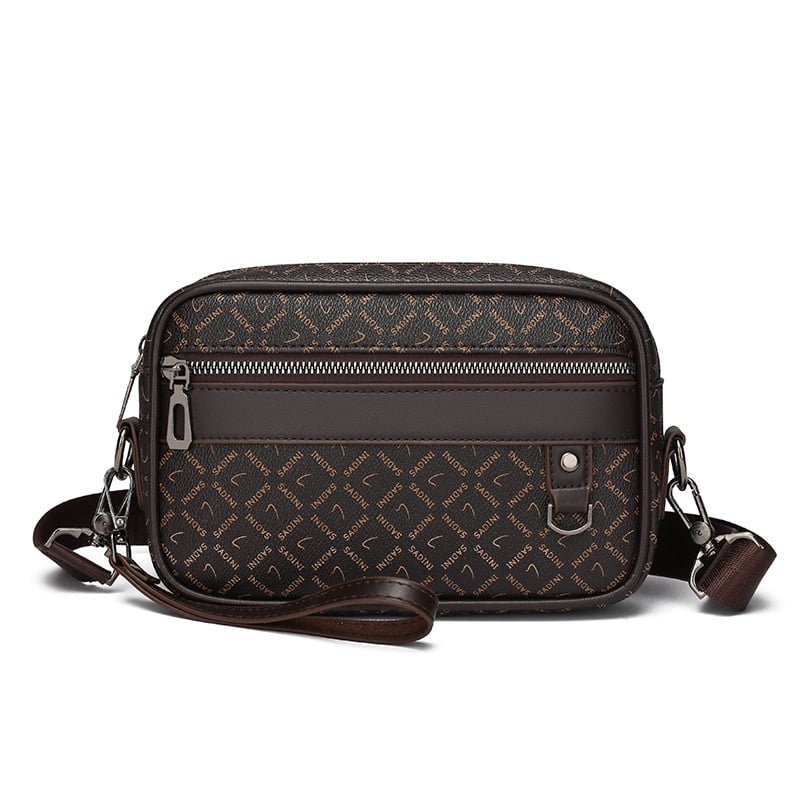 Férfi válltáska, utcai stílus, PU-bőr, poliészter bélés, virágos minta