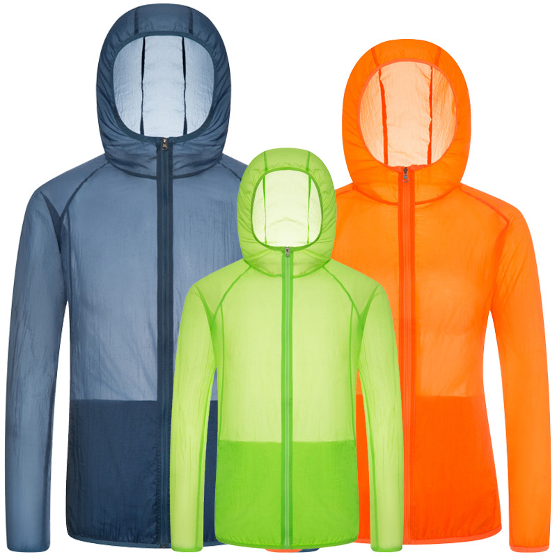 Νάιλον εξωτερική αδιάβροχη ζακέτα με κουκούλα, unisex — UPF40 UV προστασία, διαπνοή, αδιάβροχη, αντιανεμική, εξαιρετικά ελαφριά