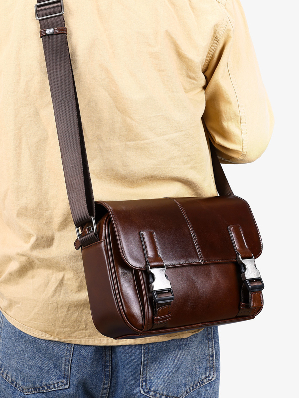 Muška crossbody torbica Maltette – prirodna koža, prvi sloj goveđe kože, ulični stil, podstava od poliestera i pamuka