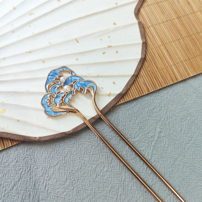 Шпилка за коса с орхидеев мотив - Vintage стил, женски аксесоар (Сплав, Орхидеев мотив, Ръчна изработка, Vintage, Женски аксесоар)