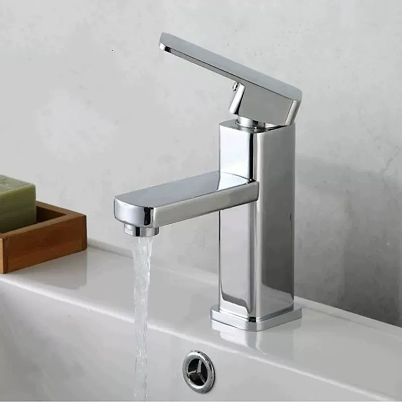 Umývadlová batéria na teplú a studenú vodu, nerezová oceľ, keramický ventil, LT1, moderný minimalistický štýl, dizajn s jednou dierou