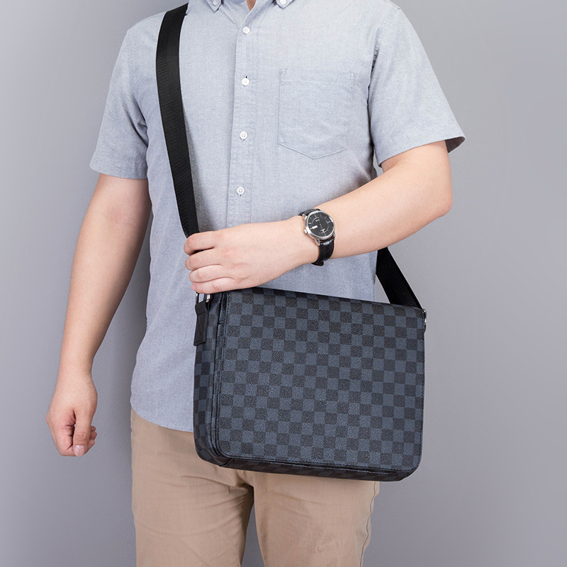Muška crossbody torba Prince Bird – PU koža, karirani uzorak, vodootporna, model 9917