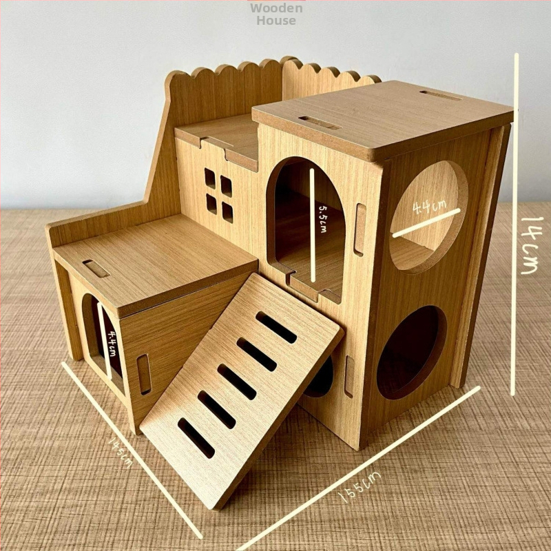 Kisállat: multifunkcionális kétemeletes fa ház-vila – teljes készlet hörcsögnek (Anyag: Fa; Import: Nem; Márka: Egyéb; Alkalmazható objektumok: hörcsög)
