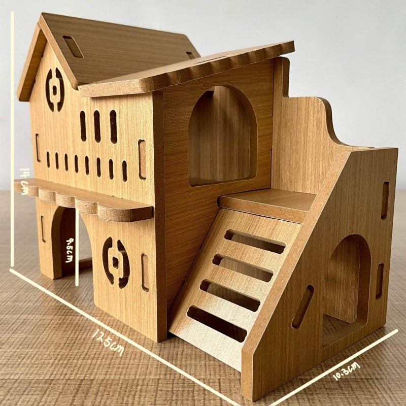 Kisállat: multifunkcionális kétemeletes fa ház-vila – teljes készlet hörcsögnek (Anyag: Fa; Import: Nem; Márka: Egyéb; Alkalmazható objektumok: hörcsög)