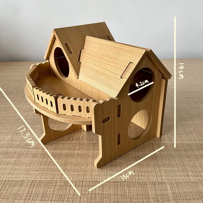 Kisállat: multifunkcionális kétemeletes fa ház-vila – teljes készlet hörcsögnek (Anyag: Fa; Import: Nem; Márka: Egyéb; Alkalmazható objektumok: hörcsög)